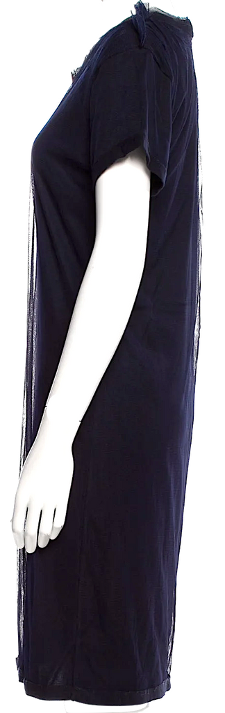 LANVIN Paris. Blue Lyocell Blend Cowl Neck Knee-Length Dress