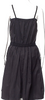 Lanvin Paris. Dark Blue Cotton Grosgrain Accented Square Neckline Knee-Length Dress