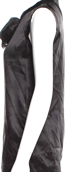 Lanvin Paris. Black Silk Tie Neck Blouse