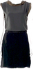 Lanvin PARIS. Black/Grey/Brown Silk Crew Neck Mini Dress