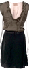 Lanvin PARIS. Black/Grey/Brown Silk Crew Neck Mini Dress