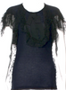 Lanvin Paris. Black Embellishment Crew Neck Short Sleeve Top