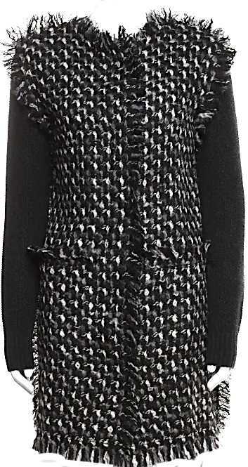 Lanvin PARIS.Gray/Black Wool Tweed Pattern Coat