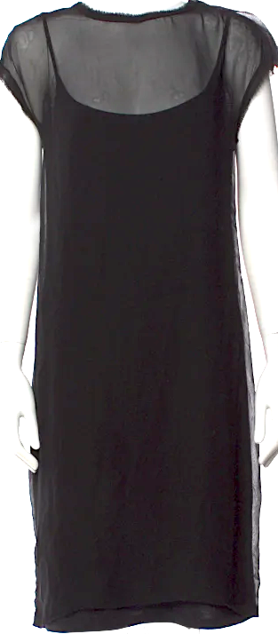 Lanvin PARIS. Black Crew Neck Knee-Length Dress