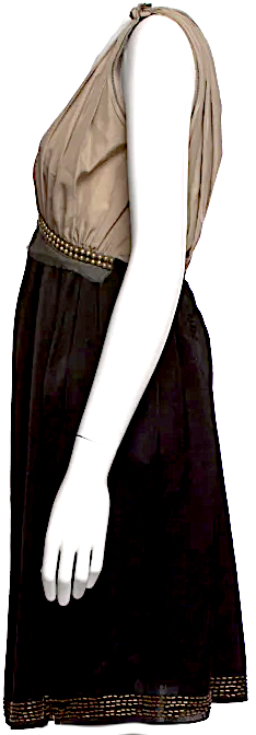 Lanvin PARIS. Brown/Black Silk Mini Dress