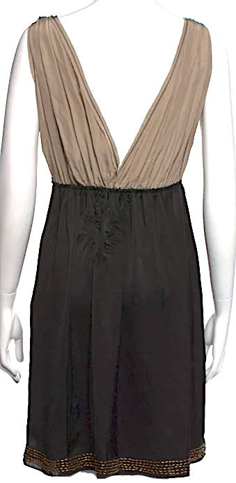 Lanvin PARIS. Brown/Black Silk Mini Dress