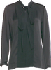 Lanvin PARIS. Black Tie Neck Long Sleeve Blouse