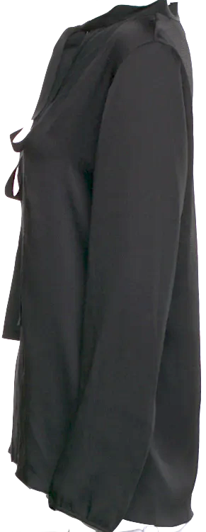 Lanvin PARIS. Black Tie Neck Long Sleeve Blouse