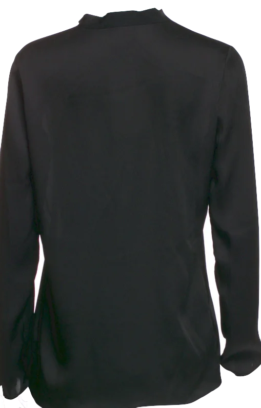 Lanvin PARIS. Black Tie Neck Long Sleeve Blouse