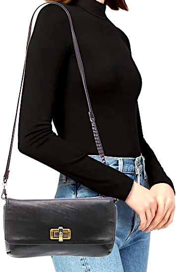 Lanvin Paris. Black Leather Crossbody Bag