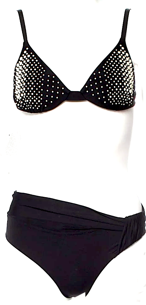 LA PERLA. Black Polka Dot Print Beaded Accents Bikini Top/Bottom Available Separately