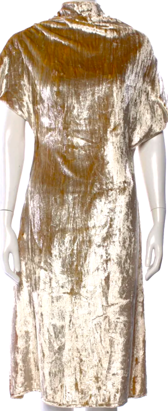 Maison Margiela Paris. JOHN GALLIANO DESIGNER. 2017 Collection Gold/Metallic Silk Blend Midi Length Dress