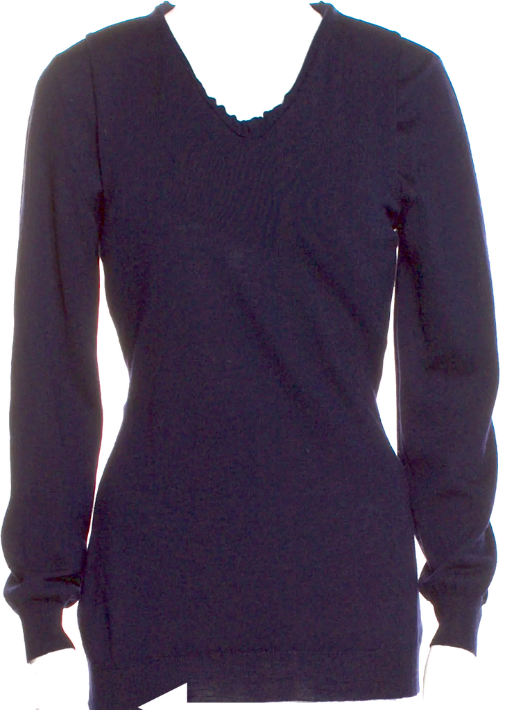 Maison Margiela Paris. Dark Blue 100% Wool Scoop Neck Sweater