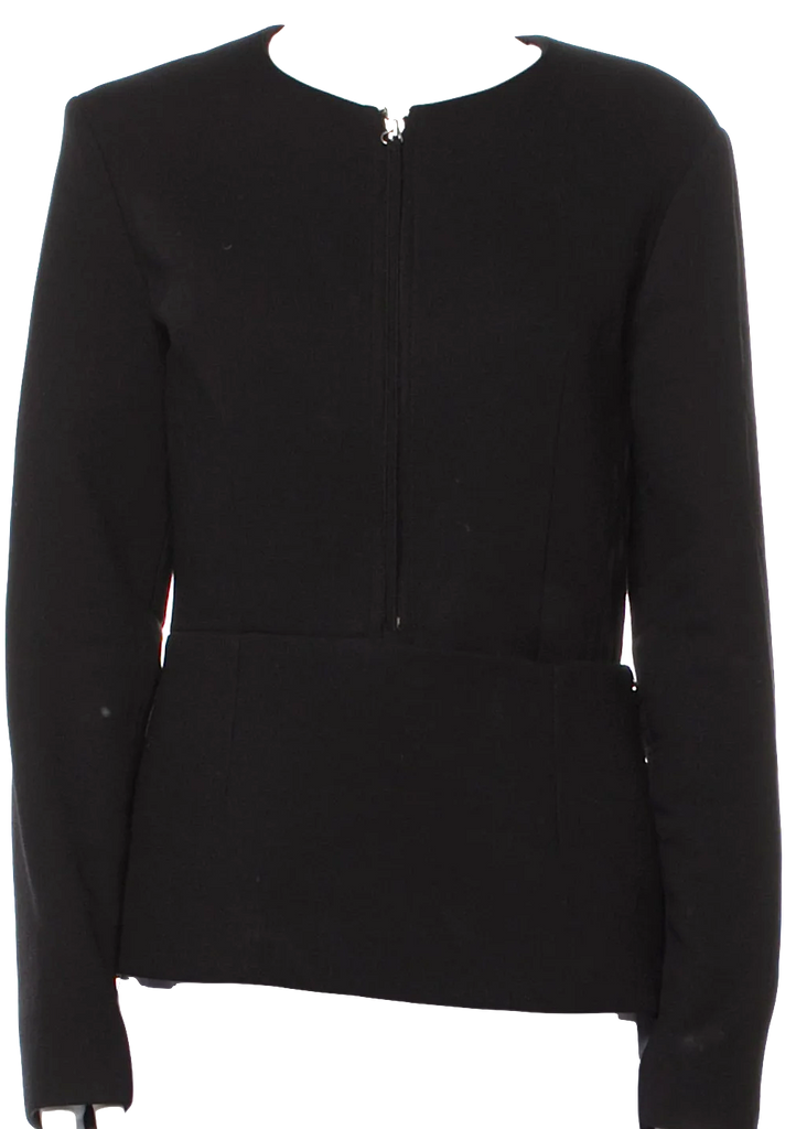 Maison Margiela Paris. Black Wool Blend Snap Front Jacket