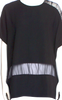 Maison Margiela Paris. Black Scoop Neck Mesh Accents Short Sleeve Shirt/Top