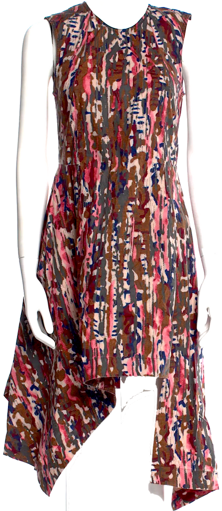 MARNI Paris. 100% Cotton Multi Colored Printed Midi Length Dress