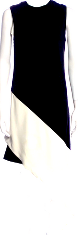 JIL SANDER. New. Black Blue Cotton Silk Sheath Dress