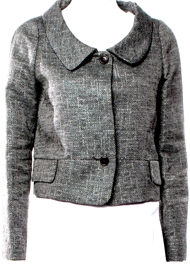 Marni Italy.  Grey Wool Blend Tweed Pattern Evening Jacket