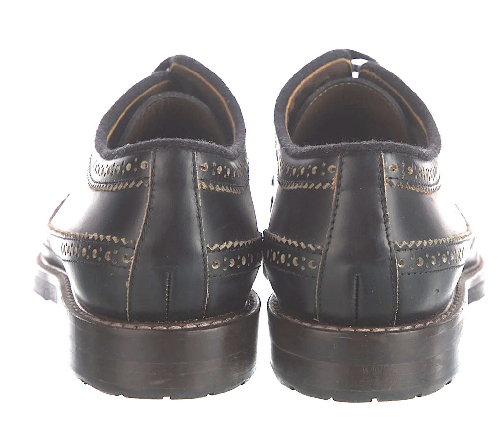 Marni Italy. Black Leather Eyelet Trim Brogue Style Rubber Sole Shoes SZ 39IT, US: 9