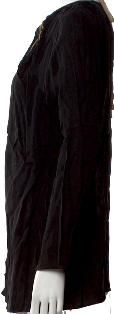 Marni Italy. Black Viscose Crew Neck Long Sleeve Blouse