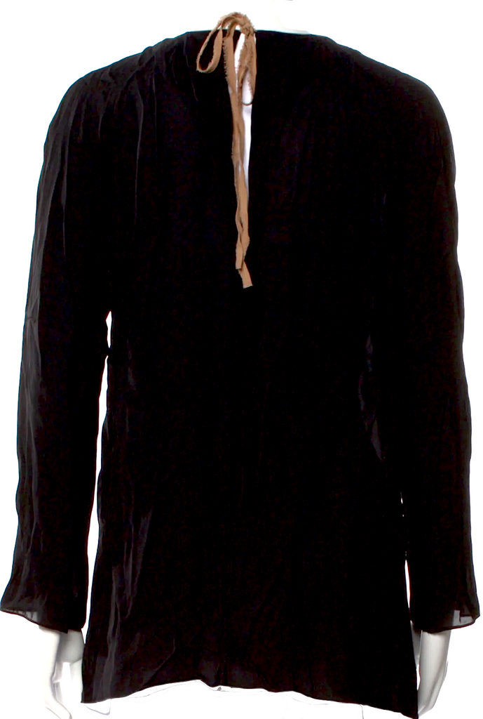 Marni Italy. Black Viscose Crew Neck Long Sleeve Blouse