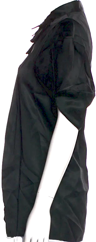 Marni ITALY. Black Acetate Three-Quarter Sleeve Button-Up Top