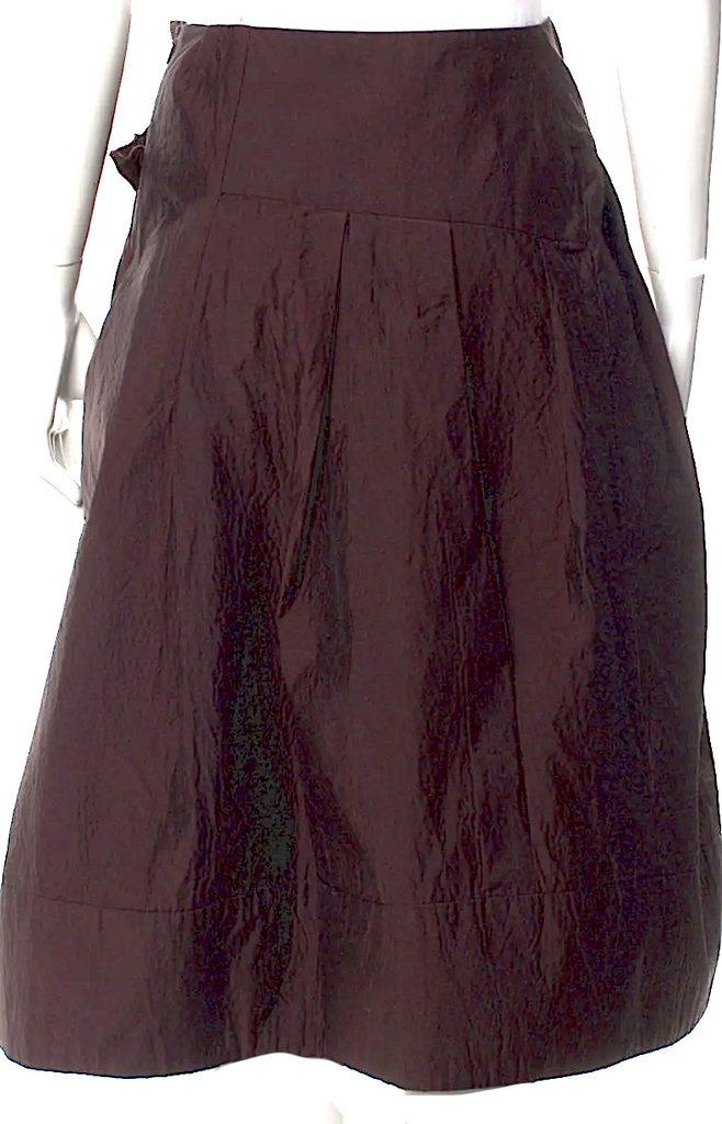 Marni ITALY. Brown Pleated Accents Midi Length Skirt
