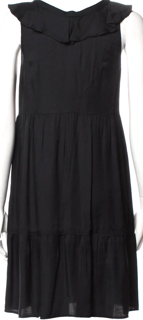 MIU MIU Italy. Black Viscose Vintage V-Neck Mini Dress