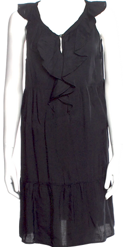 Louis Vuitton Paris. Beiges/Black Accents Silk Vintage Dress
