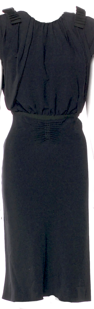 Miu Miu Italy. Vintage 2011 Collection Viscose/Acetate  Blend Black Backless Midi Length Dress