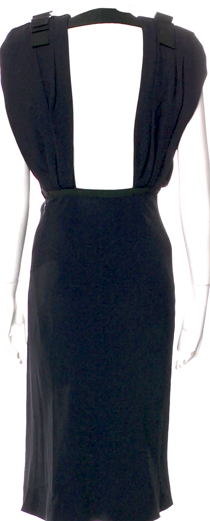 Miu Miu Italy. Vintage 2011 Collection Viscose/Acetate  Blend Black Backless Midi Length Dress