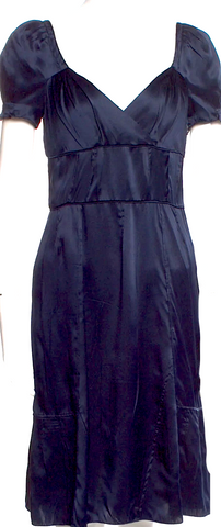 Black Crane. Black 100% Cotton Midi Length Dress