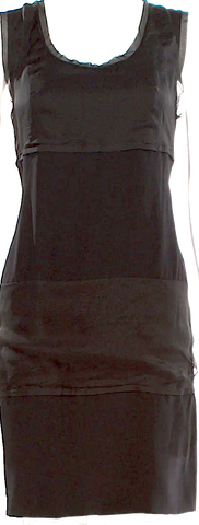 DONNA KARAN. DKNY Black Floral Print Tie Collar Short Sleeve Shift Dress Black
