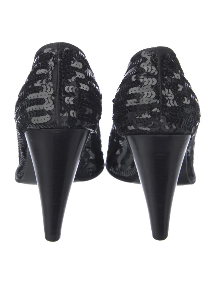 Miu Miu ITALY. Black Sequins Slingback  SIZE 39.5IT