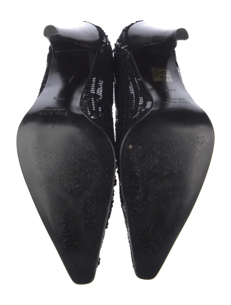 Miu Miu ITALY. Black Sequins Slingback  SIZE 39.5IT
