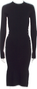 MUGLER PARIS. Black Viscose Blend Bodycon Long Sleeve Midi Dress