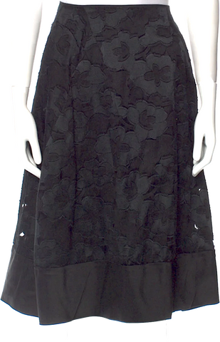 Jean-Paul Gaultier Paris. Black Crushed Velor Flare Skirt
