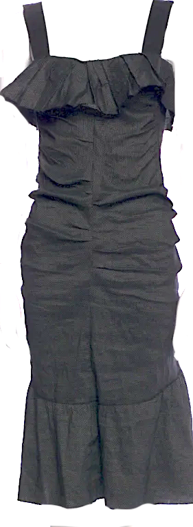 Nina Ricci  PARIS. Black Linen Midi Length Dress