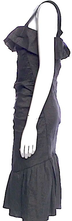 Nina Ricci  PARIS. Black Linen Midi Length Dress