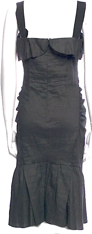 Nina Ricci  PARIS. Black Linen Midi Length Dress