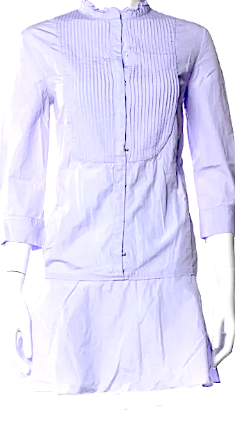 Nina Ricci PARIS. Violet Cotton Mock Neck Mini Shirt Dress