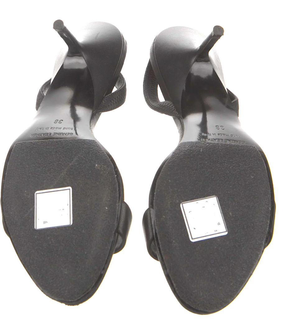 PIERRE HARDY Paris. (Hermes Shoe Designer) Black Leather Slingback Sandals Size 38