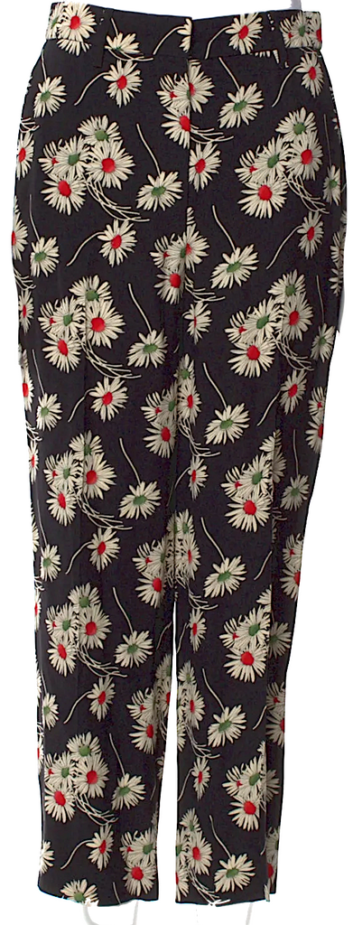 Prada Italy. Black Floral 2016 Collection Cropped Wide Leg Pants