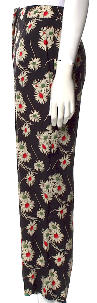 Prada Italy. Black Floral 2016 Collection Cropped Wide Leg Pants