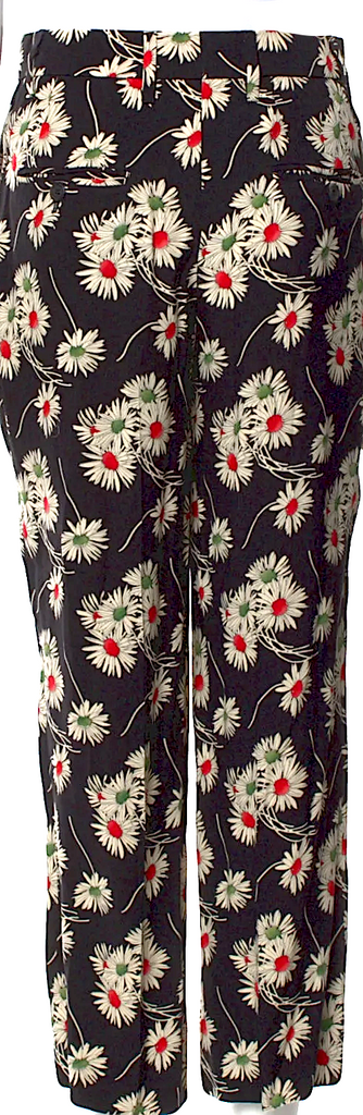 Prada Italy. Black Floral 2016 Collection Cropped Wide Leg Pants