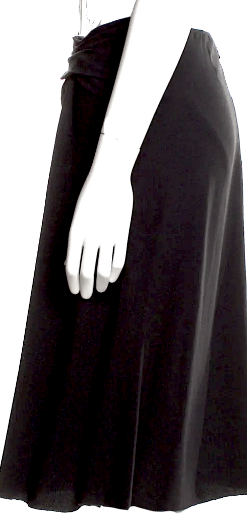 Prada Italy. Black Acetate/Viscose Pleated Accents Knee-Length Skirt