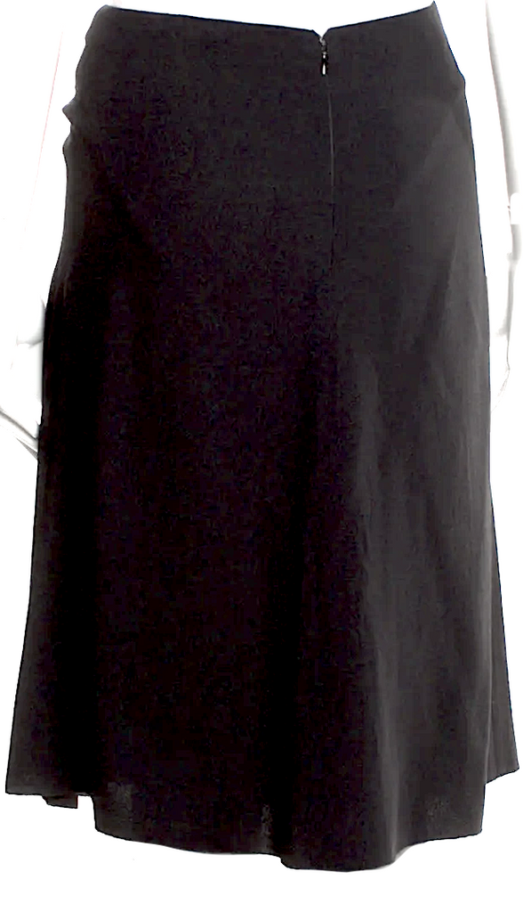 Prada Italy. Black Acetate/Viscose Pleated Accents Knee-Length Skirt