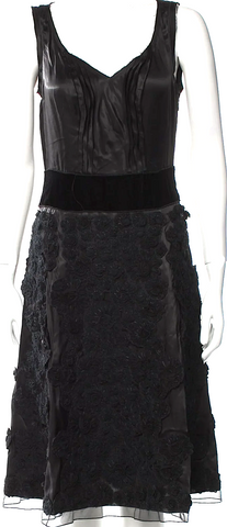 Prada Italy. Black Virgin Wool Knee-Length Skirt