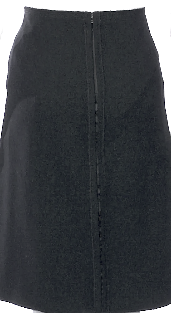 Prada Italy. Black Virgin Wool Knee-Length Skirt