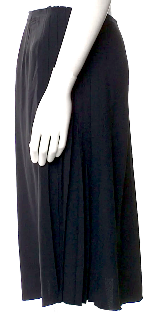 Prada Italy. Vintage Acetate Blend Black Pleated Accents Knee-Length Skirt